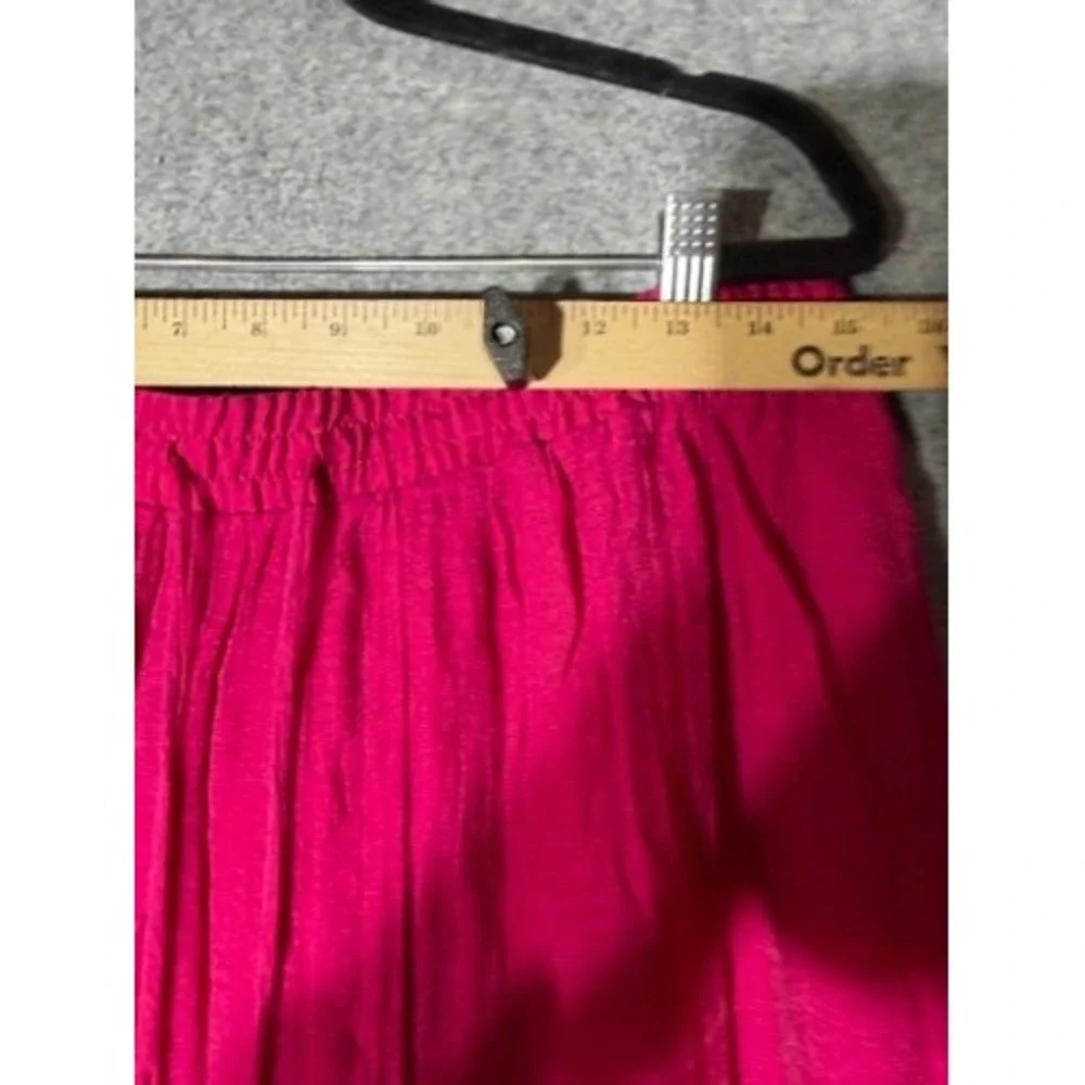 Zara Pink Crinkle Maxi Skirt Elastic Waist Boho Flowy Size L 03897089630047